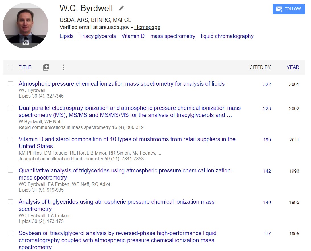 Dr. Byrdwell's profile at ResearchGate